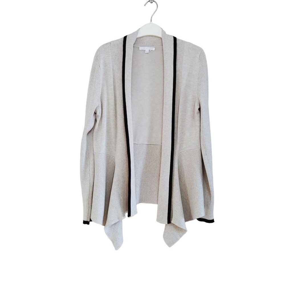 Linda Matthews Beige  Open Front Cardigan Size Large Long Sleeve